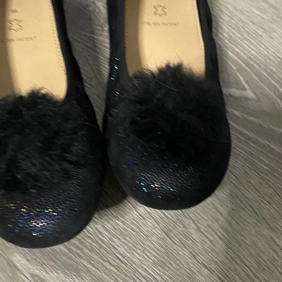 Geox Black Sparkle Pom Pom Ballet Flats Size 38 or approx US 7 - Picture 6 of 9